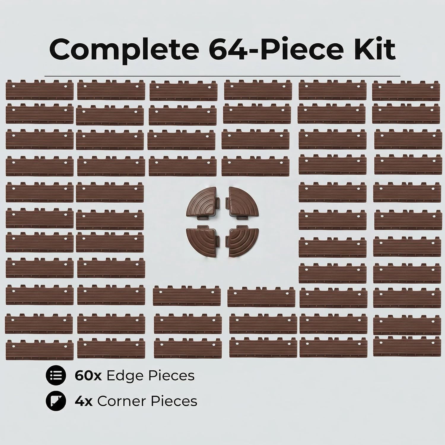 Deck Tiles Accessories 60 PCS Edge Trim & Corner Pieces for Interlocking Patio Floor Tiles