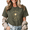 Green-1, variant on Women's Vintage Washed Celestial Sun Moon Geometric Graphic Tee Summer Casual Crewneck Top