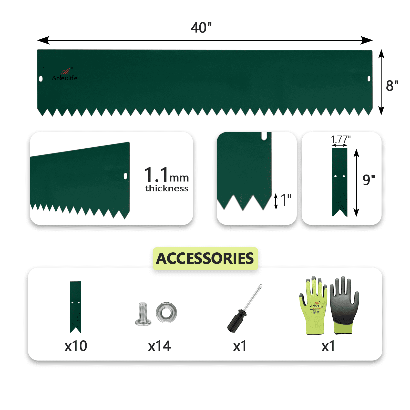 6 Pack Galvanized Steel Garden Landscape Edging, Lawn Border with Gloves and 10 Stakes (20FT Total) (8 inch tall, Green)…