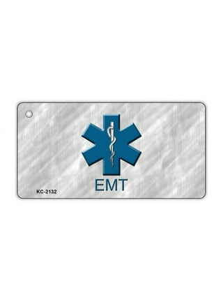 Emergency Medical Technician Keychain Blue Life Star EMT Sign