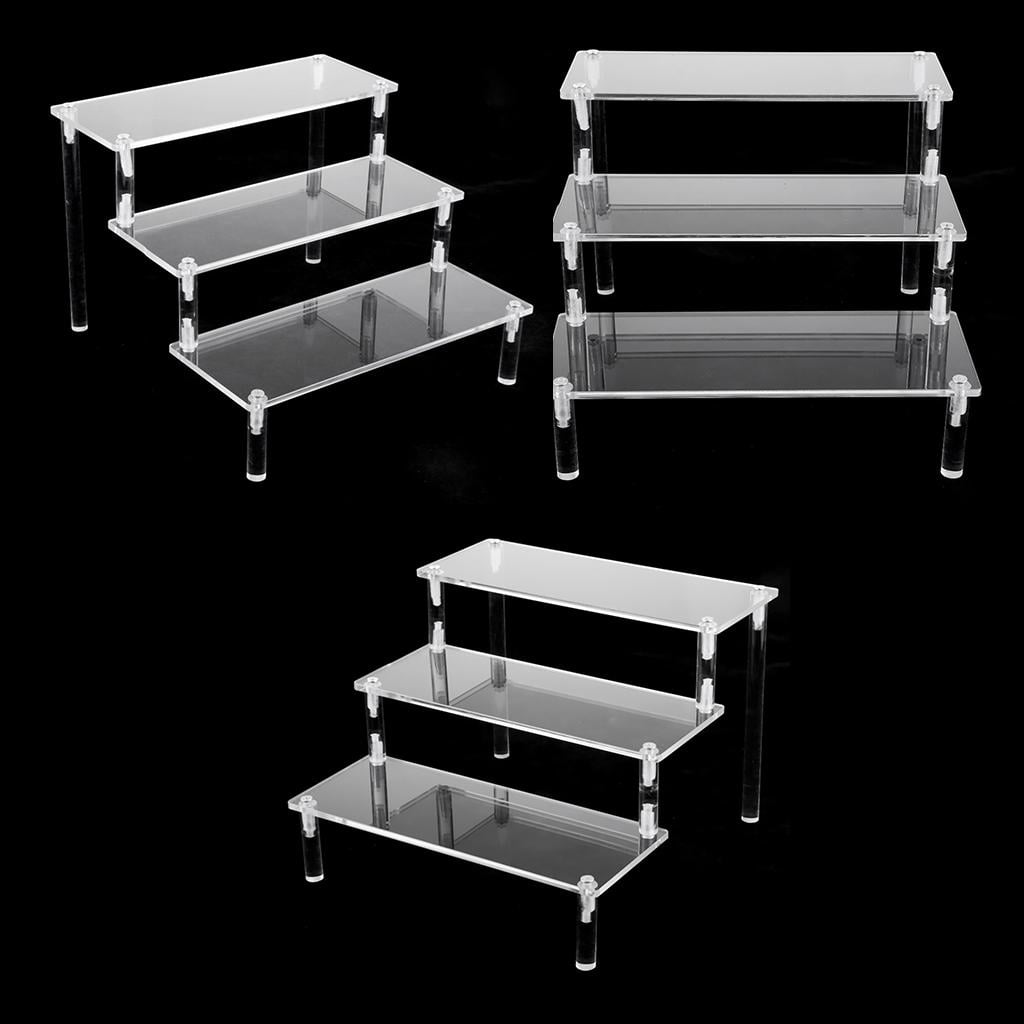 11.81 x 5.51 x 3.93 Table Cupcakes Stand for Cabinet Countertops 3-Tier Clear Baoblaze 2 Pieces Acrylic Riser Display Shelf for RC Car Action Figures 