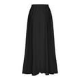 thumbnail image 5 of Yuwull Women's Vintage Stretch High Waist A-Line Flared Maxi Skirts with Pockets Solid Color Pleated Long Skirts Black, 5 of 8