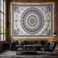 thumbnail image 6 of Blue and Gold Mandala Centered on White Background, Serene Boho for Bohemian Decor Lovers, Traditional Eastern Wall Art, Housewarming Gift, Tapestry Wall Hanging for Bedroom and Living Room, 6 of 7