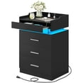 thumbnail image 5 of Afuhokles Nightstand with Charging Station USB Port and LED Light, 3 Drawers Bedside Table with Pull-Out Tray, Black, 5 of 8