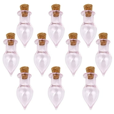Mini Glass Cork Bottle Tear Drops Jars Vials Love Note 10Pc Pink