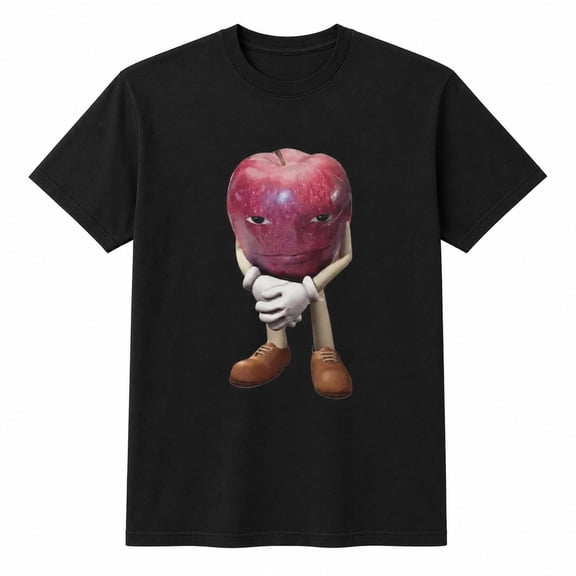 Funny Apple Face Graphic T-Shirt, Unisex Classic Fit Cotton Tee