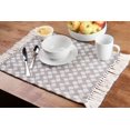 Sticky Toffee Cotton Woven Placemat Set with Fringe, Scalloped Diamond
