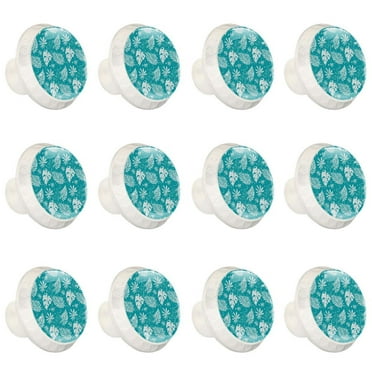 12 Pcs Beautiful Tropical Blue Knobs for Kitchen Cabinet Cupboard Dresser Bookcase Drawer Pulls Handles Round Home Decor