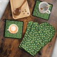 thumbnail image 5 of St. Patrick's Day and Clovers Green Plaid Pattern Kitchen Oven Mitt and Pot Holder Set 2 Pcs, Heat Resistant Up To 392 °F, for Baking, Cooking and Grilling, 5 of 6