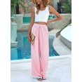 thumbnail image 5 of Women's Elastic Waist Wide Leg Light Weight Woman Palazzo Pants for Casual Lounge Pink L, 5 of 9