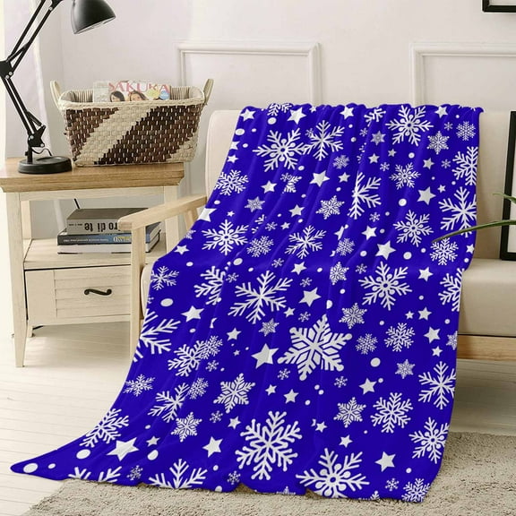Winter Snowflakes Throw Flannel Blanket 40x50In Christmas Abstract Art Star Purple Super Soft Cozy Bed Blanket, Lightweight Plush Fuzzy Bed Throw for Bedroom Sofa Couch Living Room