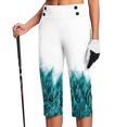 thumbnail image 3 of LEKWK Trouser Yoga Pants for Women Floral Print High Waist Buttons Capri Yoga Pants Side Slit Pockets Summer Straight Leggings Stretchy Gym Outfits, 3 of 5