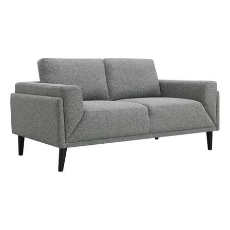 Pemberly Row Upholstered Fabric Loveseat in Track Arms in Gray
