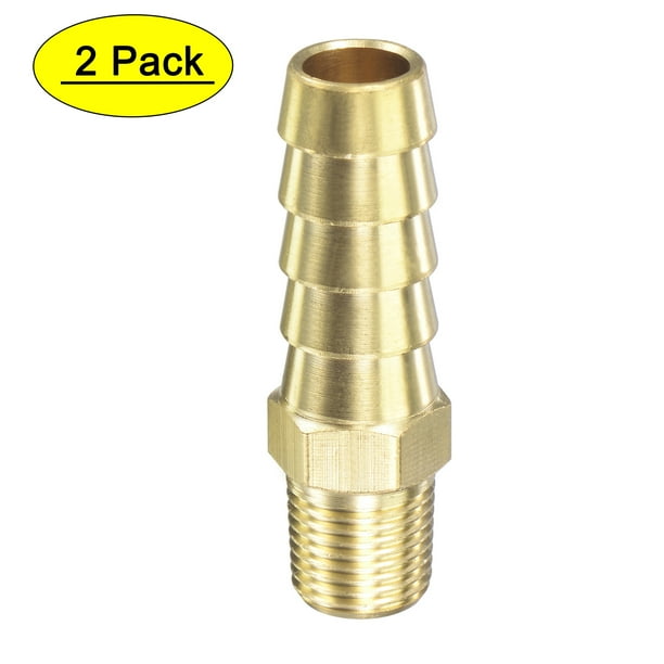 Conector de manguera de latón con rosca Uxcell, conector de tubo recto, 2 unidades, 3/8"x1/8 NPT