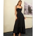 thumbnail image 4 of Vestido largo GLNEGE para mujer, verano, con tirantes finos, negro, 4 of 5