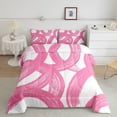 thumbnail image 2 of Castle Fairy Watercolor Brush Loop Queen Comforter Set 3 Pieces,Abstract Swirl Stripes Comforter Sets Queen,Pink White,Reversible,1 Comforter and 2 Pillowcases, 2 of 6