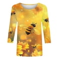 thumbnail image 5 of YOTAMI Sunflower Print Blouses for Women Plus Size Crew Neck 3/4 Length Sleeve Shirts Dressy Casual Summer Loose Tee Blouses Yellow, 5 of 5