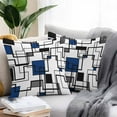 thumbnail image 2 of Outdoor Waterproof Throw Pillow Covers Set of 2 Blue Black Lines Decorative Pillowcases Square Outdoor Pillows Cushion Case 18x18 Inch Abstract Geometric Patio Pillows for Couch Sofa Bed Garden, 2 of 9