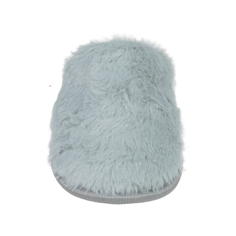 Ellen Tracy Fluffy Faux Fur Home Slippers Grey Women s