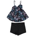 thumbnail image 1 of Vestido de baño estampado con tirantes finos, elástico, moderno, transpirable, de gran tamaño, con flores, talla L, 1 of 15