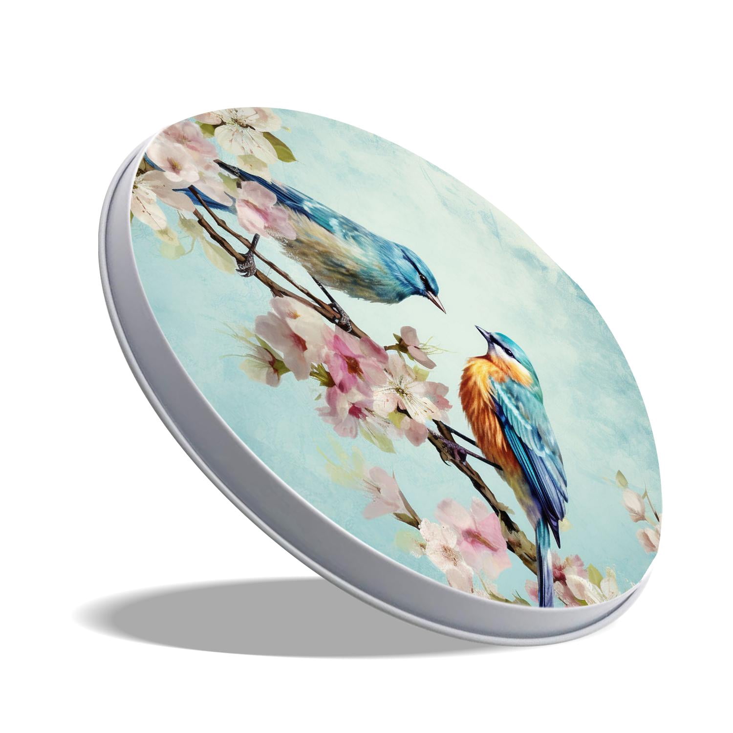 Round Stove Burner Covers 4 Pcs for Home Decor Cooktop Decorative ,Vintage Bird Butterfly Rose Flower Watercolor picture, Metal Round Stove Burner Covers 8Inch And 10Inch