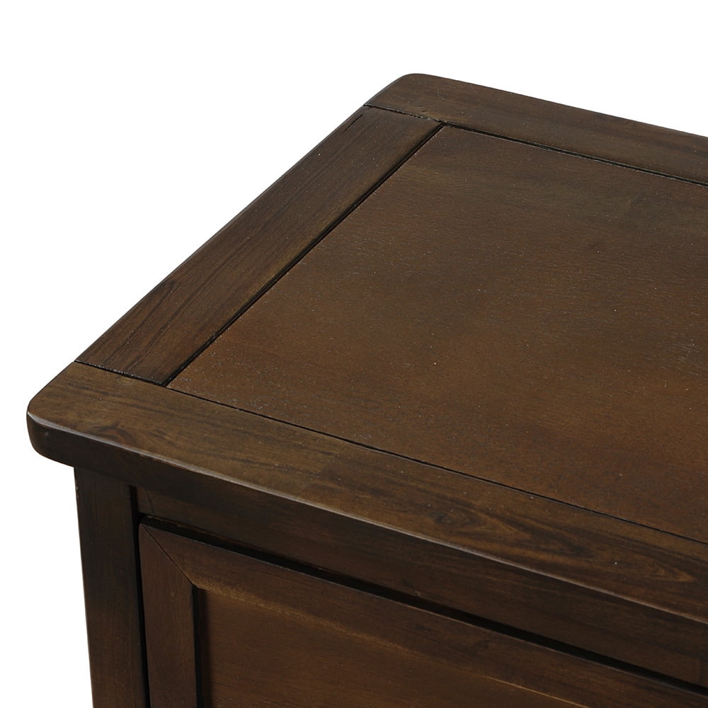 Lowestbest Rustic Storage Cabinet, Buffet Storage Cabinet with Four Classic Fabric Basket, Sideboard Entryway Table with 2Drawers for Kitchen Room, Dark Brown