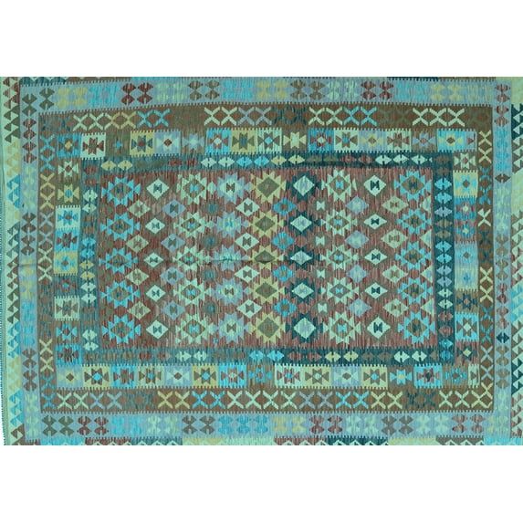 Ahgly Company Indoor Rectangle Southwestern Light Blue Country Area Rugs, 2' x 4'
