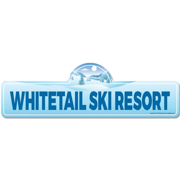 Whitetail Ski Resort Street Sign | Indoor/Outdoor | Skiing Skier Snowboarder Décor for Ski Lodge Cabin Mountian House | SignMission personalized gift
