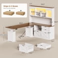 thumbnail image 2 of 69" Farmhouse L Shaped Standing Desk with 4 Drawers and Detachable Bookshelf, Height Adjustable Computer Desk for Home Office, 2 of 7