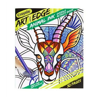 Crayola Art with Edge Animal Ink Coloring Book, 32 Pages, Gift for Kids