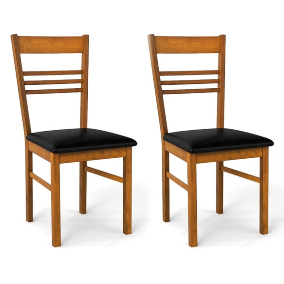 Furnibear Set of 2 Brown Kitchen Chairs Waterproof PU Upholstery Kitchen and Dining Room Chairs Kitchen Chairs for Kitchen Dining Room and Living Room Comfortable Dining Chairs