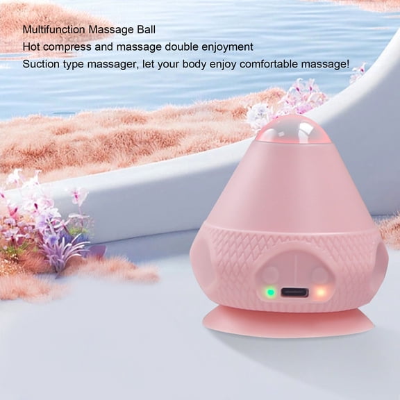 Suction Cup Massage Ball, Heated Vibration For Deep Tissue Relief, Adjustable Temp  Rechargeable