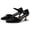 black, variant on Women  Formal Kitten-Heel Shoes featuring a Bow Accent Closed-Toe, Pointed-Toe Design with an Ankle Strap and Side Cutouts.