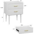 thumbnail image 3 of 26 H White Nightstand with 2 Drawers, Small Night Stand with Gold Handles, Bedside Table with Solid Wood Legs, Tall Nightstands for Bedroom, 3 of 7