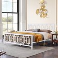 thumbnail image 1 of King Size Metal Platform Bed Frame with Victorian Style Wrought Iron-Art Headboard/Footboard, No Box Spring Required, White, 1 of 5
