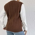 thumbnail image 6 of Sweater Vest for Women Button Down V Neck Sweater Ribbed Knit Outwear Tops Coffee Free Size, 6 of 7