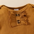 thumbnail image 6 of Gubotare Knitted Baby Outfits Coming Home Outfit Girl Set Ribbed Knitted Cotton Long Sleeve Romper Long Pants Fall Winter Outfits Size 0 3 Months (Brown,0-3 Months), 6 of 7