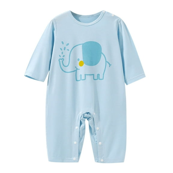 Cethrio Kids Boys Bodysuits, Long Sleeve Cotton Buttons One Piece Outfit Sets Light Blue Size 0-18 Months