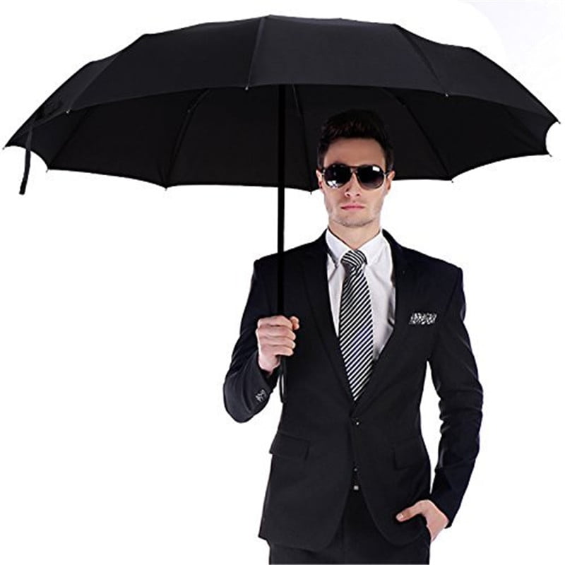 Automatic Windproof Folding Travel Umbrella,Compact Portable Rain Umbrellas 10 Ribs Stormproof Umbrellas
