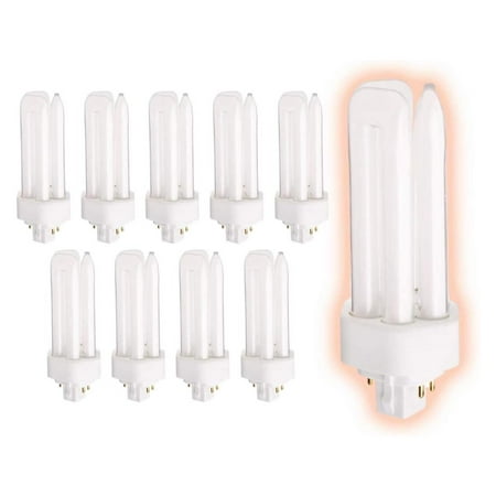 

SkYifF 26 Watt CFL Light Bulbs | 4 Pin GX24Q-3 Base 4100K Cool White | 26W High Output 1800 Lumens | Triple Tube Compact Fluorescent Light Bulbs Plug-in | Long Term Care Lighting | 10 Pack