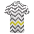 thumbnail image 4 of Yellow Grey Chevron Pattern Men Zipper T-shirt Summer Casual Short Sleeve T-shirt Top, 4 of 7