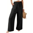 thumbnail image 2 of hotojiny Womens Comfy Pants Casual High Waisted Drawstring Summer Beach Pants Loose Fit Wide Leg Pants with Pockets, 2 of 7