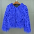 thumbnail image 2 of Hfyihgf Womens Yk2 Pullover Sweaters Long Sleeve Fall Winter Clothes Warm Shaggy Faux Fur Fringe Plus Size Cropped Tops Outwear Purple XXL, 2 of 5