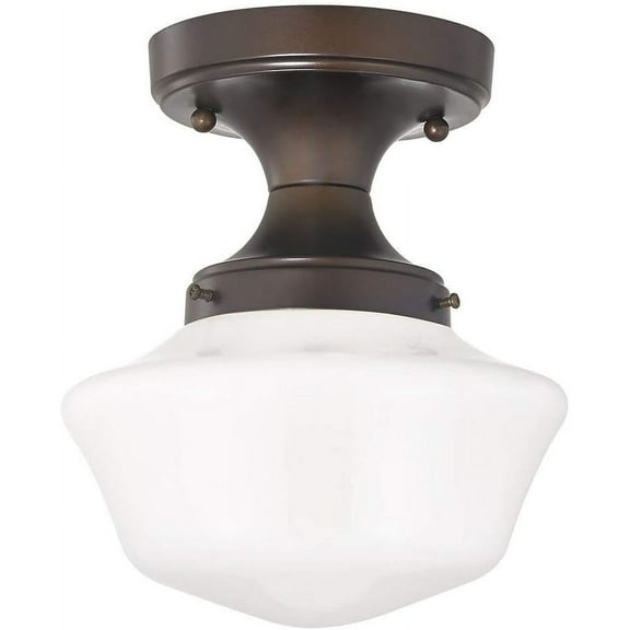 8-Inch Wide Bronze Vintage Style Schoolhouse Ceiling Light
