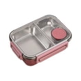thumbnail image 2 of Microwave Safe Stainless Steel Bento Lunch Box with Divided Compartments for Meal Prep Portable Food Container for Office Use Silver, 2 of 8