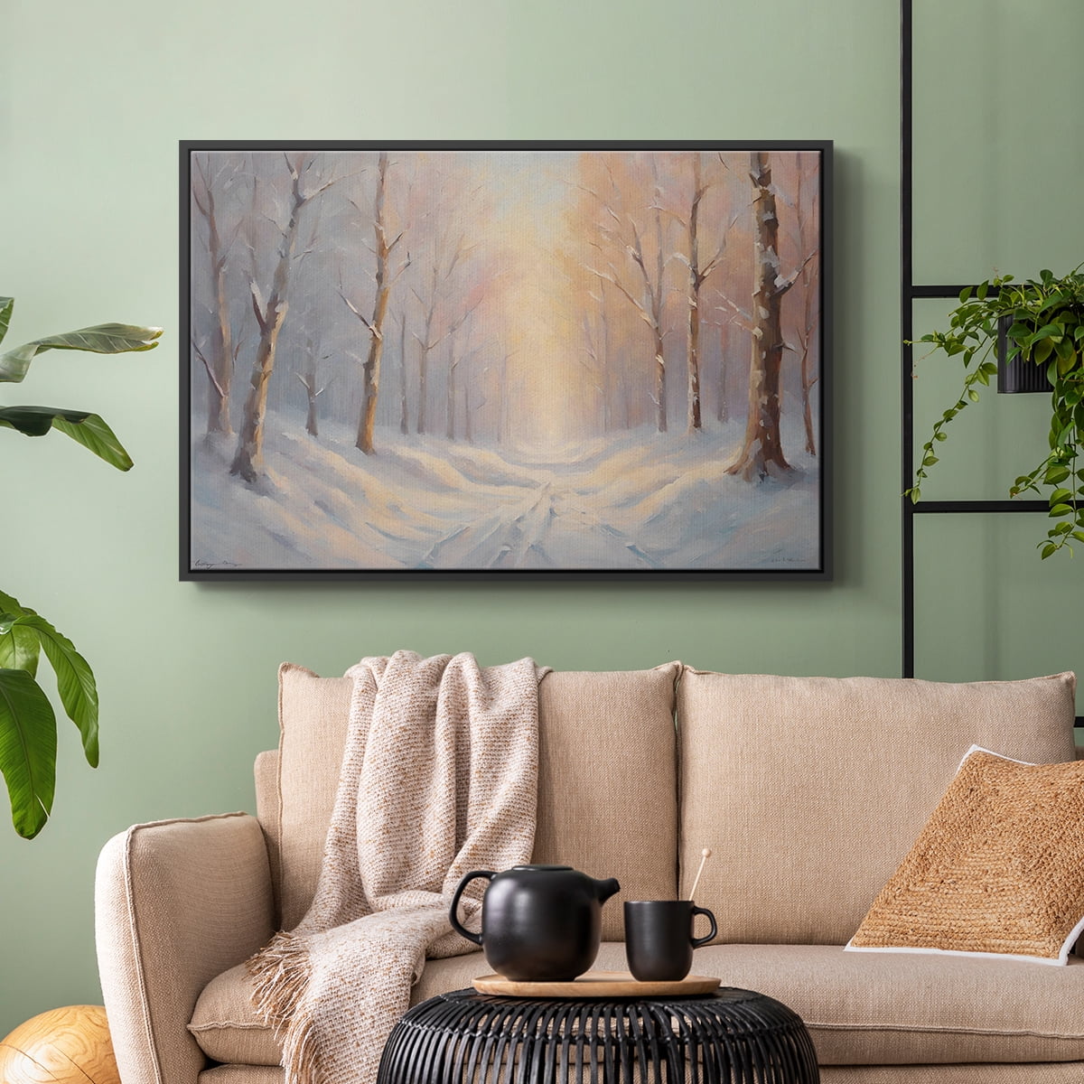 Vintage Landscape-CXCI By Wexford Home Framed in Black Wood Gallery Wrapped Canvas 25 in. x 37 in.