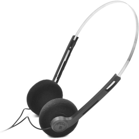 Galepromot Auriculares supraaurales retro negros, miniauriculares estéreo ligeros con cable, auriculares estéreo de alta fidelidad, auriculares vintage de los años 80 y 90 con cable, auriculares y aud