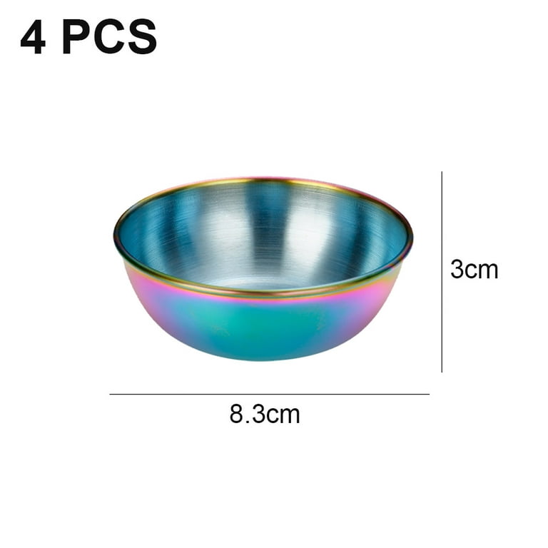 4pcs Stainless Steel Food Dipping Bowl Sauce Cup Seasoning Dish Saucer Appetizer Plates Ketchup Sauce Container (Size S + Size M + 2pcs Size L), Size