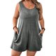 thumbnail image 2 of Trajes Casuales para las Mujeres Verano sin Mangas, Bolsillo Sólido Moda Romper Corto, 2 of 9