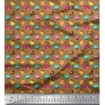 thumbnail image 1 of Soimoi Brown Moss Georgette Fabric Donuts Food Fabric Prints By Yard 42 Inch Wide, 1 of 5